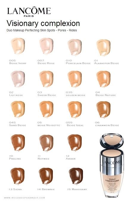 lancome teint visionnaire color chart.